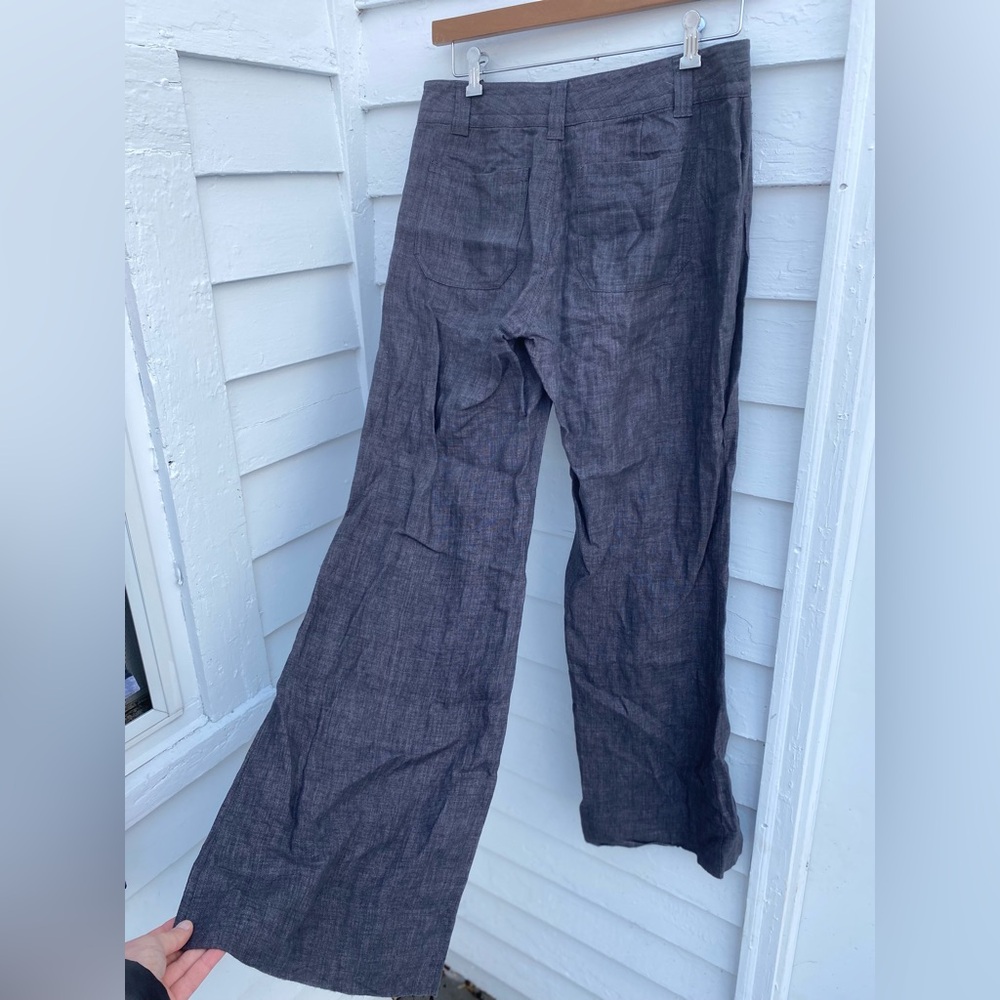 CAbi Charcoal Dress Pants Bell Bottom Wide Leg Linen Pants - Picture 4 of 9
